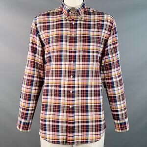 SID MASHBURN Size XL Multi Color Plaid Cotton One Pocket Long Sleeve Shirt